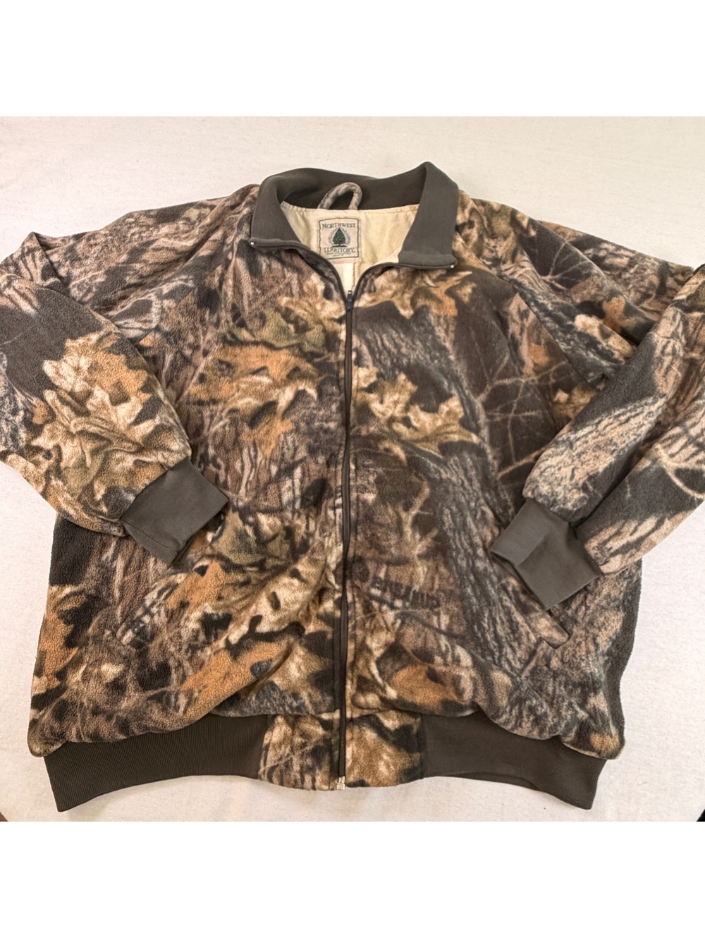 Northwest Territory Camo Fleece Bomber Jacket Mens XL Flawed